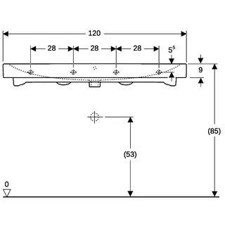 Geberit iCon Waschtisch, 120x48,5cm ohne Hahnloch, mit Überlauf, weiß – Bild 4