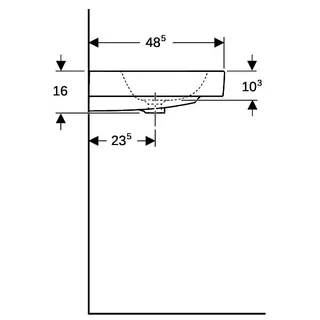 Geberit iCon Waschtisch, 120x48,5cm ohne Hahnloch, mit Überlauf, weiß – Bild 5