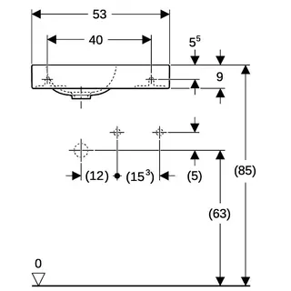 Geberit iCon HWB mit Ablagefläche, 53x31cm Hahnloch rechts, ohne Überlauf, weiß – Bild 4