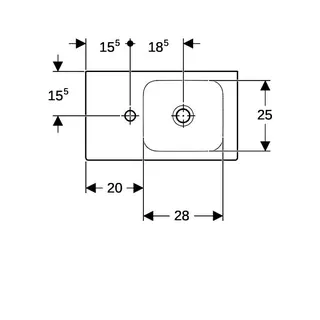 Geberit iCon HWB mit Ablagefläche, 53x31cm Hahnloch links, ohne Überlauf, weiß – Bild 5