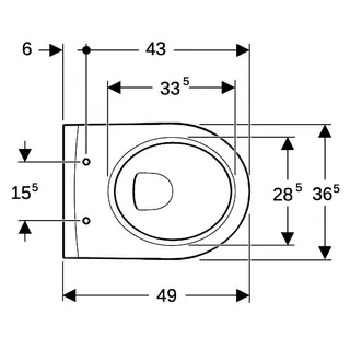 Geberit iCon WWC Tiefspüler, verk. Ausl. 49cm geschlossene Form, Rimfree, weiß – Bild 5