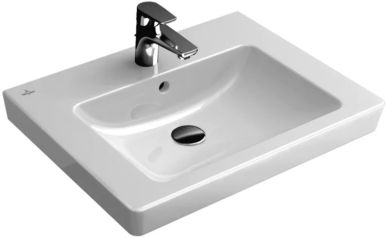 Villeroy & Boch Waschtisch Subway 2.0 600x470mm re-eckig 1HL. m. ÜL. Unterseite geschliffen Weiß Alpin