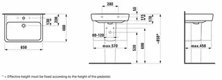 Laufen Waschtisch PRO A 480x650x170 1 Hahnloch mit Überlauf weiß – Bild 3