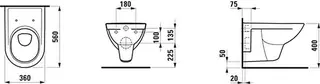 Laufen T-WC wandh. PRO 360x560 pergamon – Bild 3