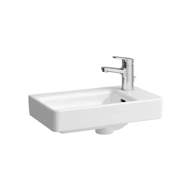 Laufen HWB PRO S 280x480x150 asym. 1 Hahnloch rechts mit Überlauf Becken links weiß