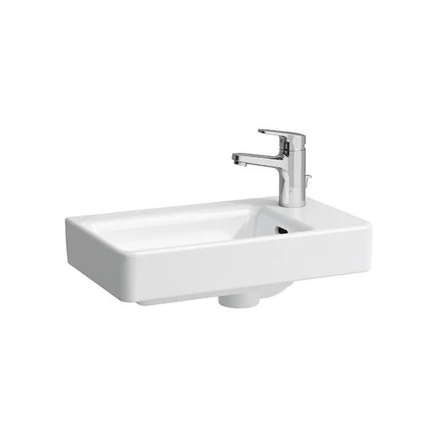 Laufen HWB PRO S 280x480x150 asym. 1 Hahnloch rechts mit Überlauf Becken links LCC weiß