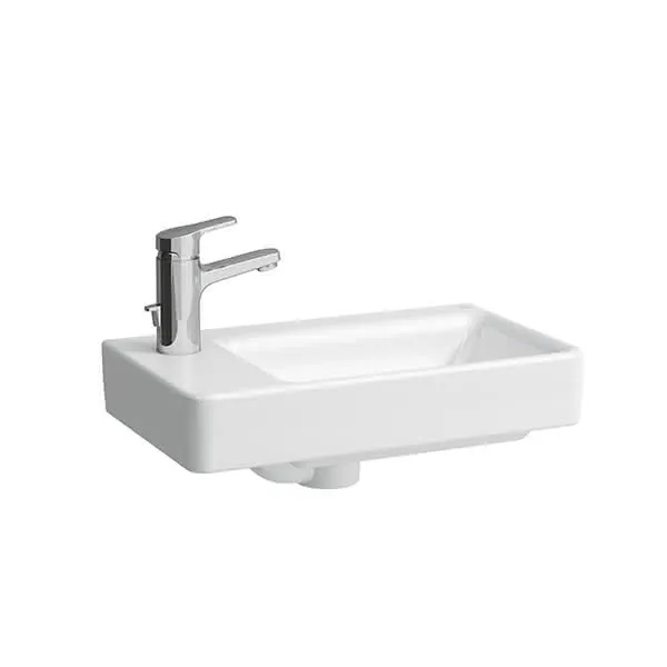 Laufen HWB PRO S 280x480x150 asym. 1 Hahnloch links mit Überlauf Becken rechts weiß
