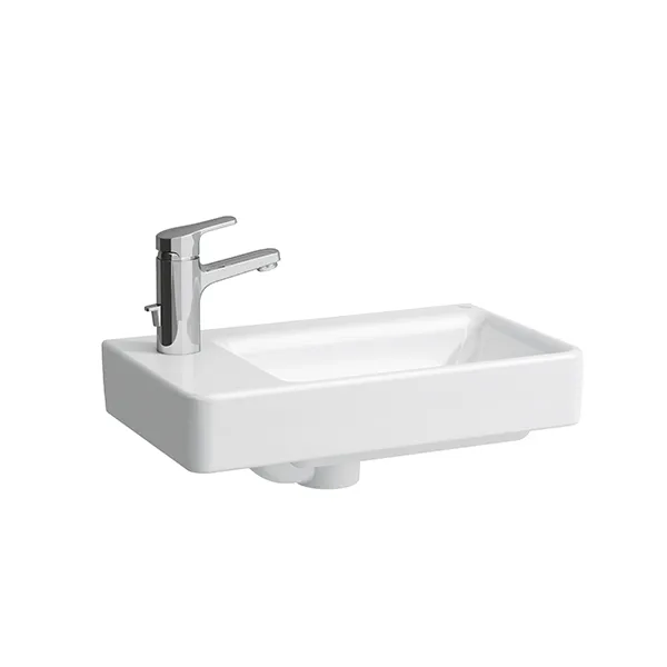 Laufen HWB PRO S 280x480x150 asym. ohne Hahnloch mit Überlauf Becken rechts LCC weiß