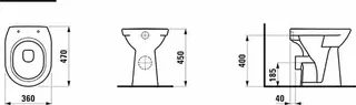 Laufen Stand-T-WC PRO 470x360x450 Ausf. erhöht Abg. waagr. weiß – Bild 2