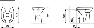 Laufen Stand-T-WC PRO 470x360x450 Ausf. erhöht Abg. waagr. LCC weiß – Bild 2