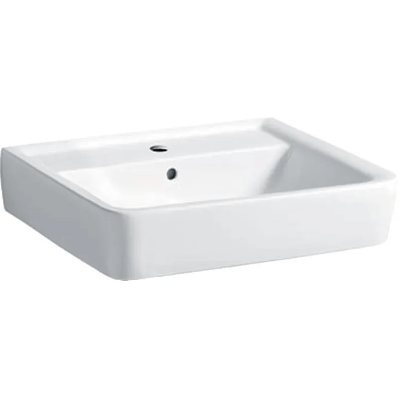 Geberit Renova Plan Waschtisch, 55x44cm mit Hahnloch, mit Überlauf, KeraTect