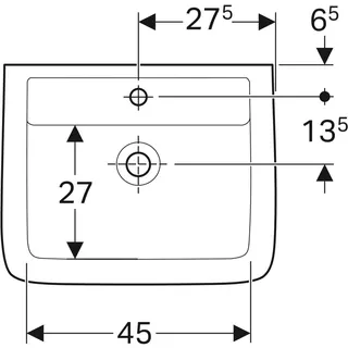 Geberit Renova Plan Waschtisch, 55x44cm mit Hahnloch, mit Überlauf, KeraTect – Bild 3