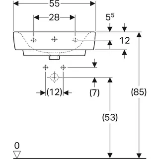 Geberit Renova Plan Waschtisch, 55x44cm mit Hahnloch, mit Überlauf, KeraTect – Bild 4