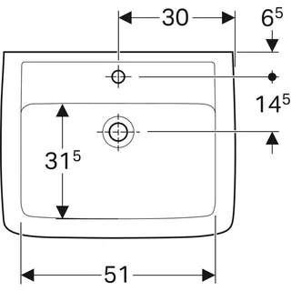 Geberit Renova Plan Waschtisch, 60x48cm mit Hahnloch, mit Überlauf – Bild 4