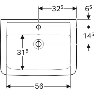 Geberit Renova Plan Waschtisch, 65x48cm mit Hahnloch, mit Überlauf – Bild 3