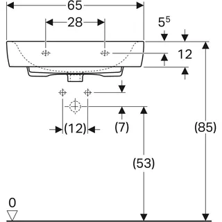 Geberit Renova Plan Waschtisch, 65x48cm mit Hahnloch, mit Überlauf – Bild 4