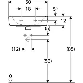 Geberit Renova Plan Handwaschbecken, 50x38cm mit Hahnloch, mit Überlauf – Bild 3