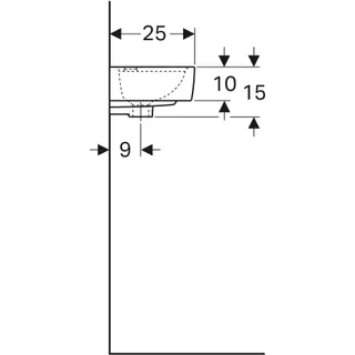 Geberit Renova Compact HWB, verk. Ausladung 40x25cm, Hahnloch rechts, mit Überlauf, weiß – Bild 5