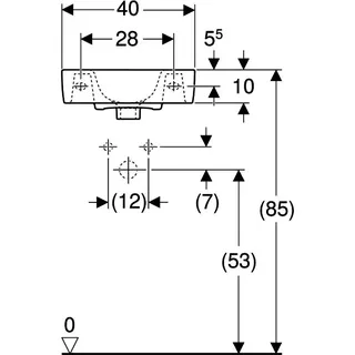 Geberit Renova Compact HWB, verk. Ausladung 40x25cm, Hl. rechts, ohne Überlauf, weiß – Bild 5