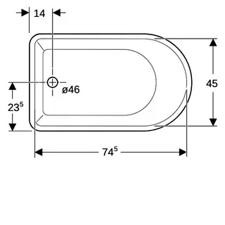 Geberit Bambini asymmetrische Badewanne 47x28,5x76,5cm, weiß – Bild 5