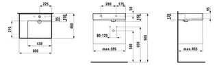 Waschtisch K-LAUFEN 460x600x150 o. Hlo.Ül. versteckter Abl. Ablg. links LCC we – Bild 2