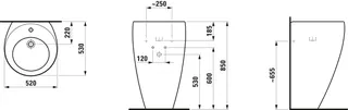 Laufen Waschtisch m. integr. Säule ALESSI 530x520x850 1 Hahnloch mit Überlauf LCC Weiß – Bild 2