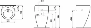 Laufen Waschtisch m. integr. Säule ALESSI 530x520x850 ohne Hahnloch ohne Überlauf LCC Weiß – Bild 2