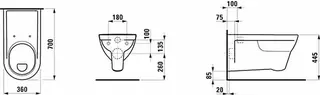 Laufen F-WC wandh. barr-frei PRO LIBERTY 700x360 weiß – Bild 2