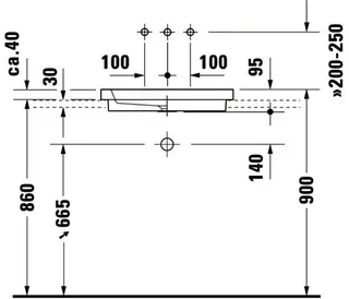 Duravit Einbauwaschtisch 2nd floor 580 mm EB ohne ÜL, o. HLB, weiß – Bild 3