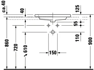 Duravit Einbauwaschtisch 2nd floor 600 mm EB m.ÜL,m.HLB, 1 HL, weiß – Bild 3