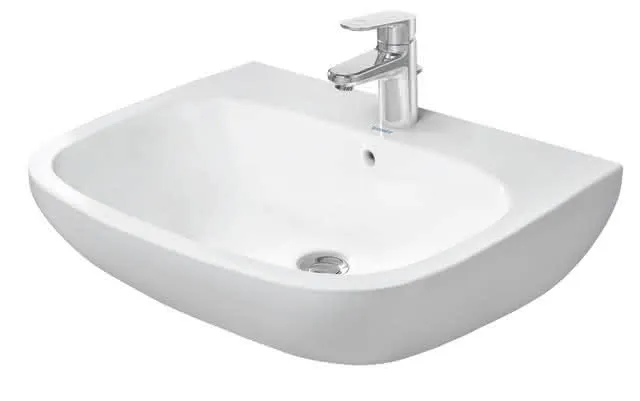 DU Waschtisch D-Code 650 mm mit ÜL, mit HLB, 1 HL, weiß