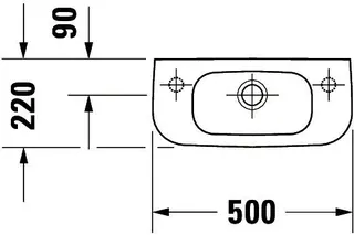 Duravit Handwaschbecken D-Code 500 mm mit ÜL, mit HLB, HL links, weiß – Bild 3