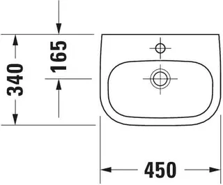 Duravit Handwaschbecken D-Code 450 mm mit ÜL, mit HLB, 1 HL, weiß – Bild 4
