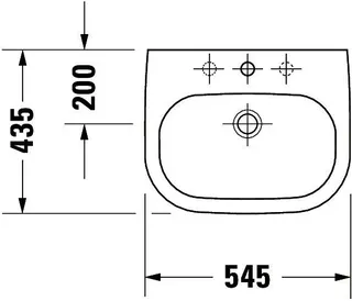 Duravit Einbauwaschtisch D-Code 545 mm EB v.oben, m.ÜL, m.HLB, 1 HL, weiß – Bild 3
