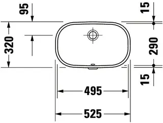 Duravit Einbauwaschtisch D-Code 495 mm EB v.unten, mit ÜL, ohne HLB, weiß – Bild 2