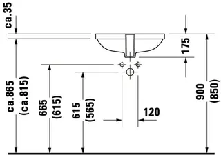 Duravit Einbauwaschtisch D-Code 495 mm EB v.unten, mit ÜL, ohne HLB, weiß – Bild 3