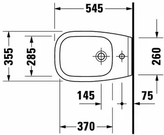 Duravit Wand-Bidet D-Code 545 mm mit ÜL, mit HLB, 1 HL, weiß – Bild 3