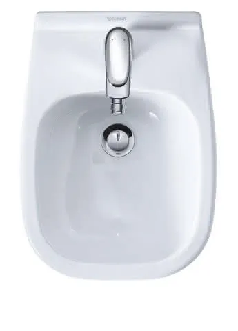 Duravit Wand-Bidet D-Code Compact 480 mm mit ÜL, mit HLB, 1 HL, weiß