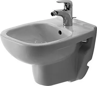 Duravit Wand-Bidet D-Code Compact 480 mm mit ÜL, mit HLB, 1 HL, weiß – Bild 2