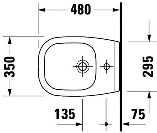 Duravit Wand-Bidet D-Code Compact 480 mm mit ÜL, mit HLB, 1 HL, weiß – Bild 3