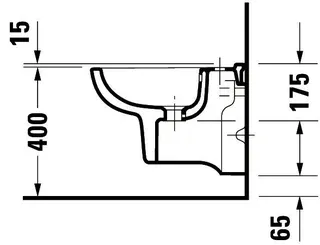 Duravit Wand-Bidet D-Code Compact 480 mm mit ÜL, mit HLB, 1 HL, weiß – Bild 4
