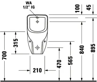Duravit Urinal D-Code, Zulauf von hinten rimless, ohne Fliege, weiß – Bild 5