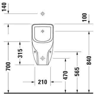Duravit Urinal D-Code, Zulauf von oben rimless, ohne Fliege, weiß – Bild 5