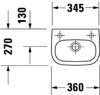Duravit Handwaschbecken D-Code 360 mm mit ÜL, mit HLB, HL rechts, weiß – Bild 3