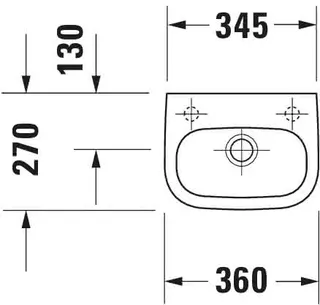 Duravit Handwaschbecken D-Code 360 mm mit ÜL, mit HLB, HL links, weiß – Bild 3