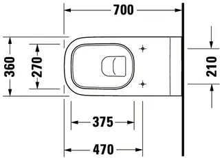 Duravit Wand-WC D-Code Vital 700 mm Tiefspüler, barrierefrei, weiß – Bild 3