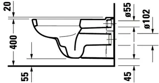Duravit Wand-WC D-Code Vital 700 mm Tiefspüler, barrierefrei, weiß – Bild 5
