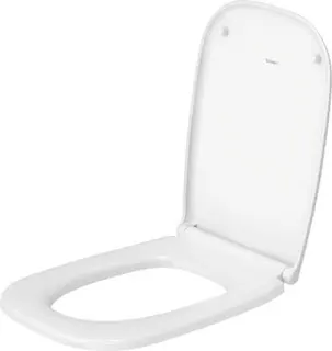 Duravit WC-Sitz D-Code mit Absenkaustomatik Scharniere edelstahl, lang, weiß – Bild 2
