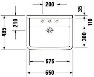 Duravit Waschtisch Starck 3 650 mm mit ÜL, mit HLB, 1 HL, weiß – Bild 5