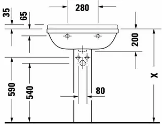 Duravit Waschtisch Starck 3 650 mm mit ÜL, mit HLB, 1 HL, weiß WonderGliss – Bild 5